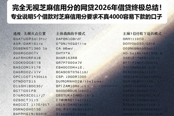 完全无视芝麻信用分的网贷2026年借贷终极总结！专业说明5个借款对芝麻信用分要求不高4000容易下款的口子