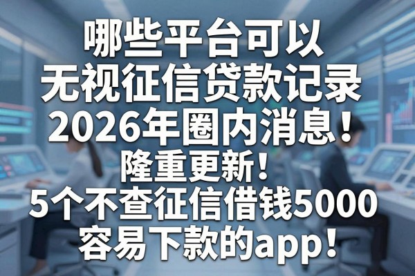 哪些平台可以无视征信贷款记录2026年圈内消息！隆重更新5个不查征信借钱5000容易下款的app