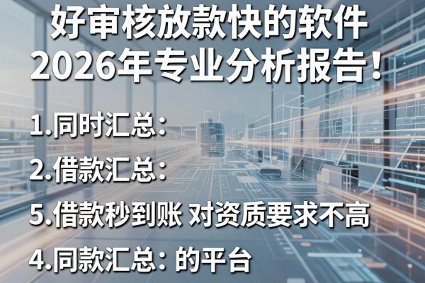 好审核放款快的软件2026年专业分析报告！同时汇总5个借款秒到账 对资质要求不高 的平台