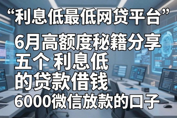 五款利息低最低网贷平台，6月高额度秘籍分享五个利息低的贷款借钱6000微信放款的口子