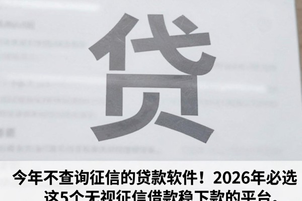 今年不查询征信的贷款软件！2026年必选​这5个无视征信借款稳下款的平台