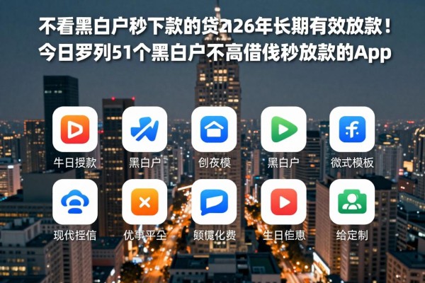 不看黑白户秒下款的贷款2026年长期有效放款！今日罗列5个对黑白户要求不高的借钱秒放款的app