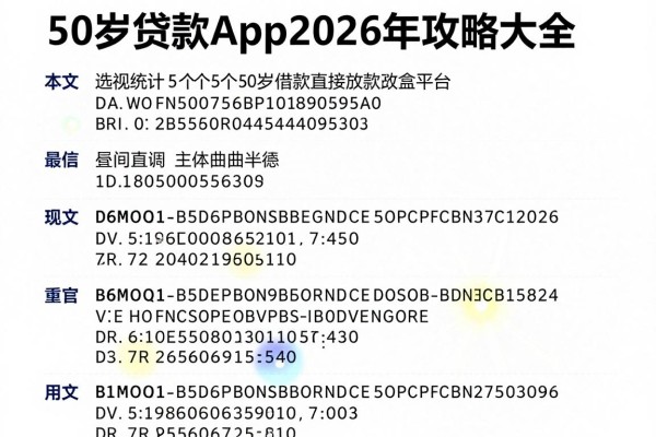 50岁贷款app2026年攻略大全！本文统计5个50岁借款直接放款的平台