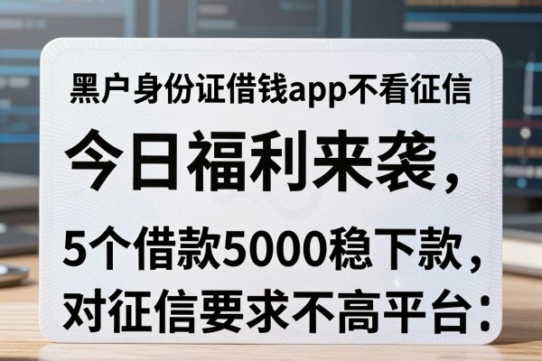 黑户身份证借钱app不看征信,今日福利来袭5个借款5000稳下款对征信要求不高平台