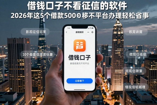 借钱口子不看征信的软件，2026年这5个借款5000秒下对征信要求不高平台办理轻松省事