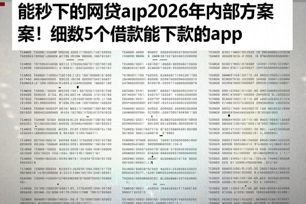 能秒下的网贷app2026年内部方案！细数5个借款能下款的app