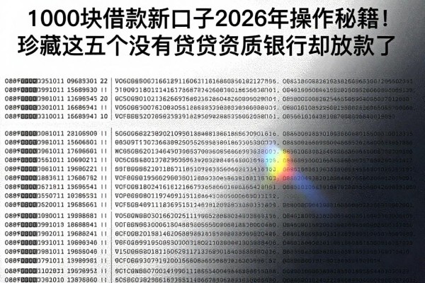 1000块借款新口子2026年操作秘籍！珍藏这五个没有贷款资质银行却放款了