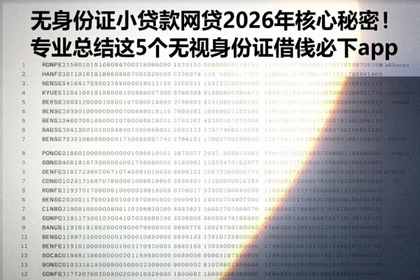 无身份证小额贷款网贷2026年核心秘密!专业总结这5个无视身份证借钱必下app