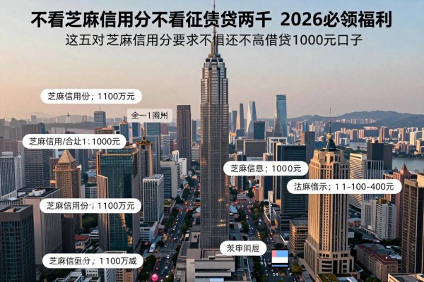 不看芝麻信用分不看征信贷两千,2026必领福利这五个对芝麻信用分要求不高借钱1000元口子