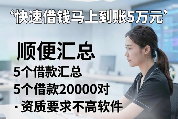 快速借钱马上到账5万元，顺便汇总5个借款20000对资质要求不高软件