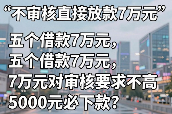 不审核直接放款7万元，详述​五个借款7万元对审核要求不高5000元必下款的平台