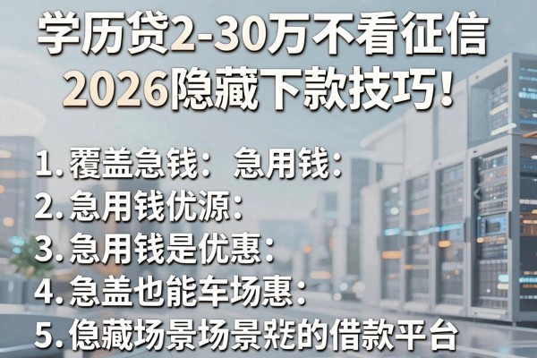学历贷2-30万不看征信2026隐藏下款技巧！本文介绍5款覆盖急用钱场景的借款平台